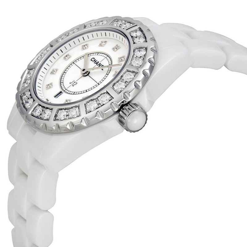 Chanel J12 Diamond Bezel White Ceramic Ladies Watch #H2429 - Watches of America #2