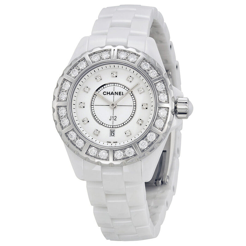 Chanel J12 Diamond Bezel White Ceramic Ladies Watch H2429