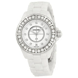 Chanel J12 Diamond Bezel White Ceramic Unisex Watch #H2430 - Watches of America