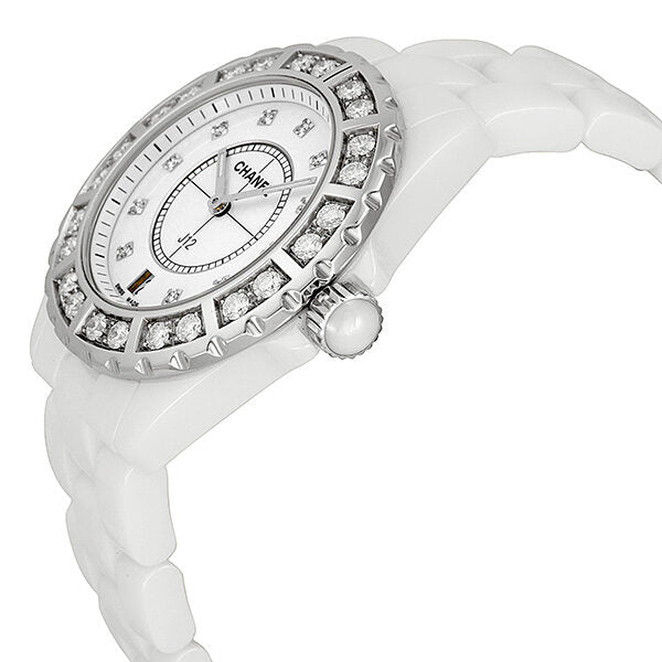 Chanel J12 Diamond Bezel White Ceramic Unisex Watch #H2430 - Watches of America #2