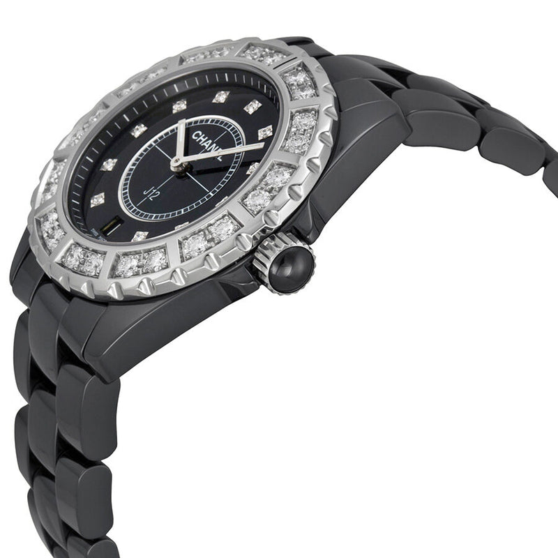Chanel J12 Diamond Dial Black Ceramic Quartz Unisex Watch H2428 – Watches  of America