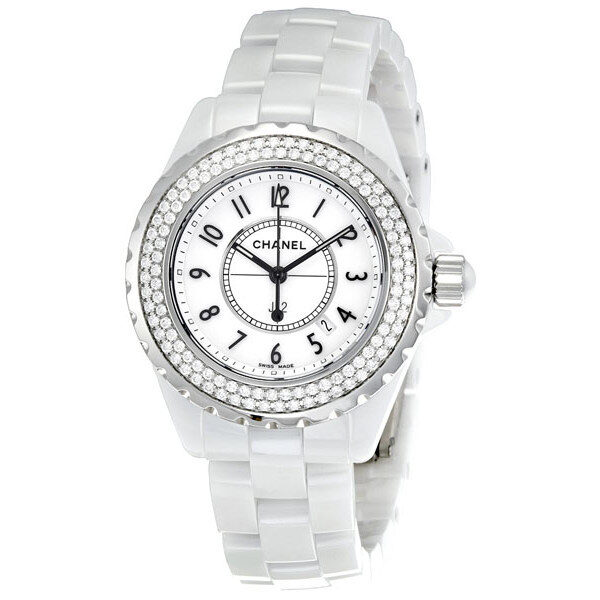 Chanel J12 Diamond White Ceramic Ladies Watch H0967 – Watches of