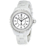 Chanel J12 Diamond White Ceramic Ladies Watch #H0967 - Watches of America