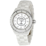 Chanel J12 Diamond White Ceramic Midsize Unisex Watch #H1629 - Watches of America