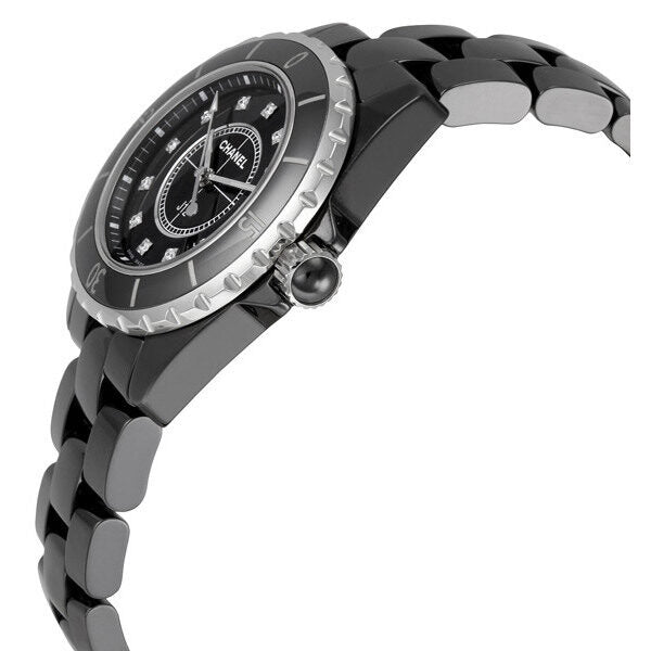 Chanel J12 Diamonds Black Ceramic Ladies Watch #H1625 - Watches of America #2