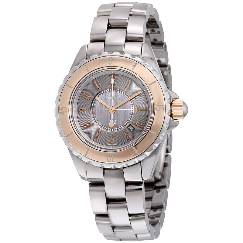 Chanel J12 Grey Dial Titanium Ceramic Automatic Ladies Watch #H4197 - Watches of America