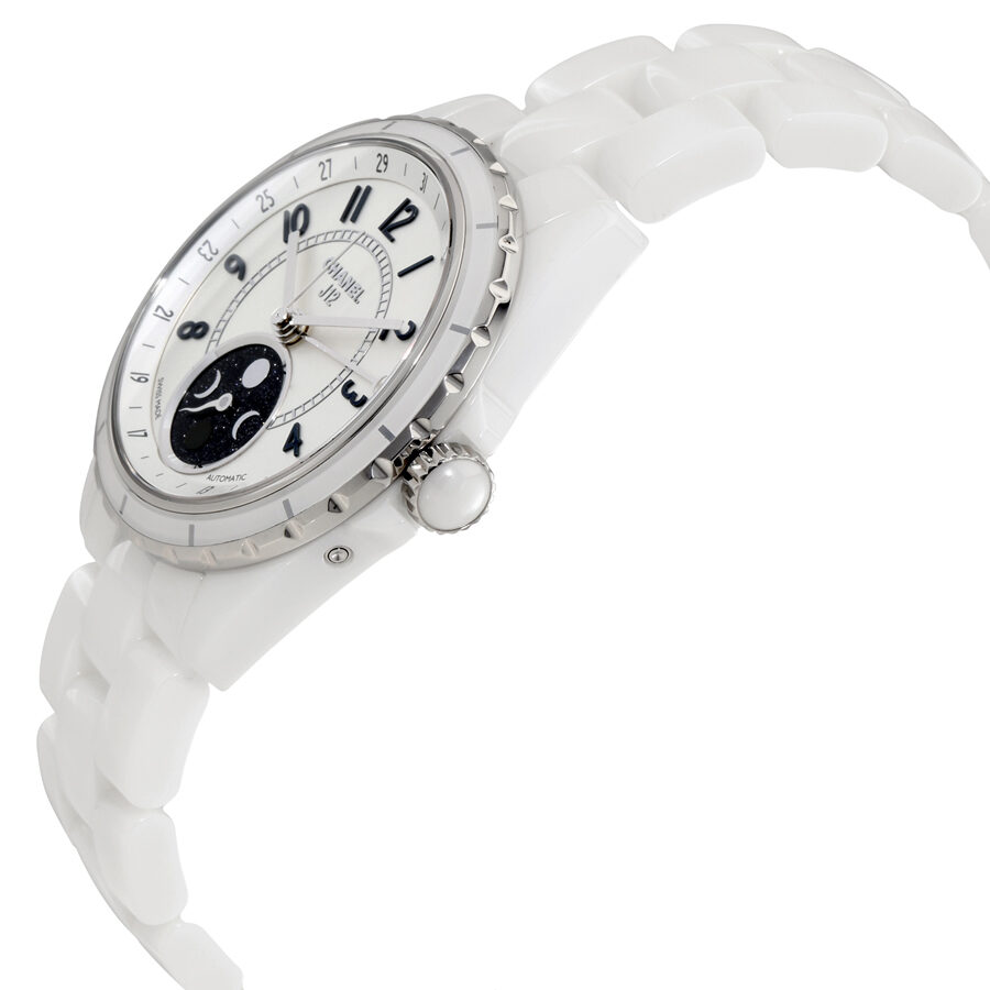 Chanel J12 Moon Phase Mother of Pearl Dial White Ceramic Ladies Watch H3404  – Watches of America