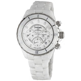 Chanel J12 White Ceramic Diamond Dial Chronograph Unisex Watch #H2009 - Watches of America