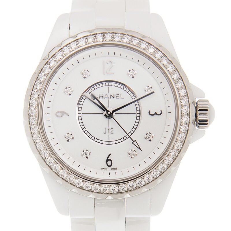 Chanel J12 White Dial White Ceramic Ladies Watch #H3110 - Watches of America