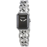 Chanel Premiere Black Dial Stainless Steel Diamond Ladies Watch #H3254 - Watches of America