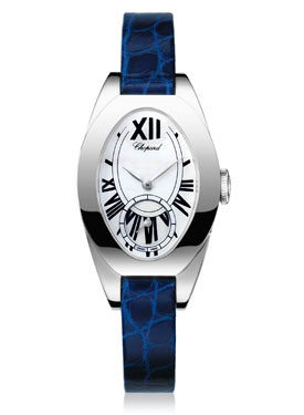 Chopard Classique Femme 18kt White Gold Blue Leather Ladies Watch #127228-1001 - Watches of America