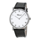 Chopard Classique Homme White Dial 18kt White Gold Black Leather Ladies Watch P#163154-1001 - Watches of America
