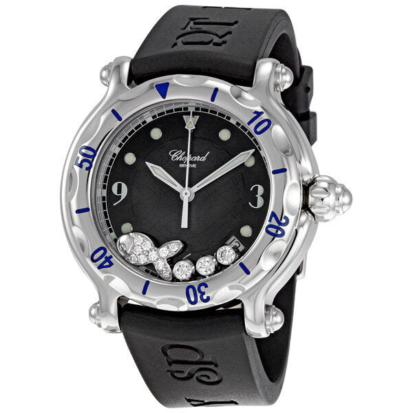 Chopard Happy Beach Diamond Fish Steel Black Unisex Watch #28/8347-8 - Watches of America