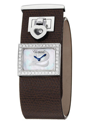 Chopard Happy Diamonds Mother Of Pearl Dial Brown Leather Ladies Watch #208503-2001 - Watches of America