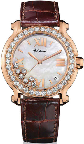 Chopard Happy Sport 18k Rose Gold and Diamond Watch #277473-5002 - Watches of America