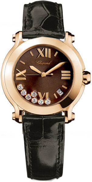Chopard Happy Sport 18k Rose Gold Diamond Dial Sport Ladies Watch #277471-5012 - Watches of America