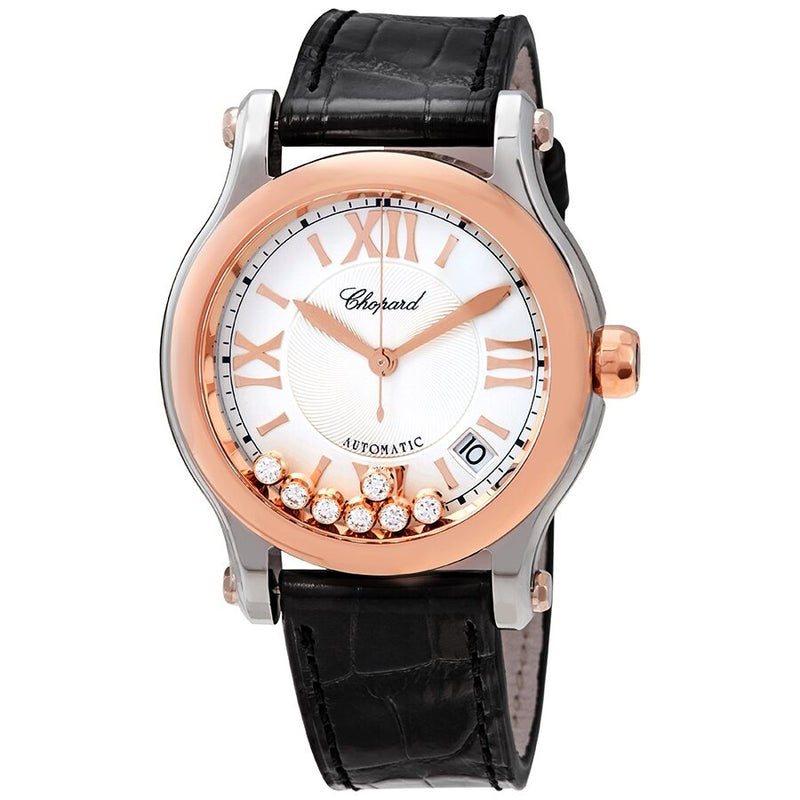 Chopard Happy Sport Automatic Ladies Diamond Watch #278559-6001BLK - Watches of America