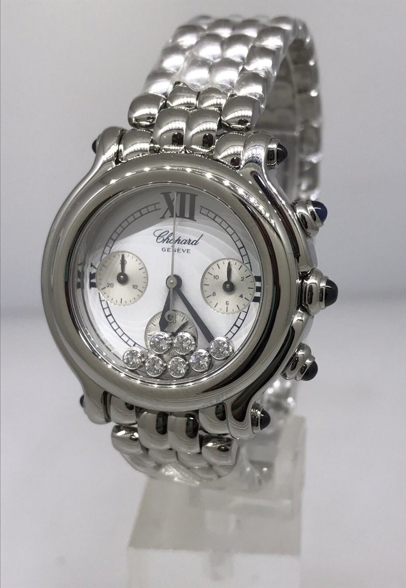 Chopard Happy Sport Chronograph White Dial Ladies Watch #278324-3004 - Watches of America