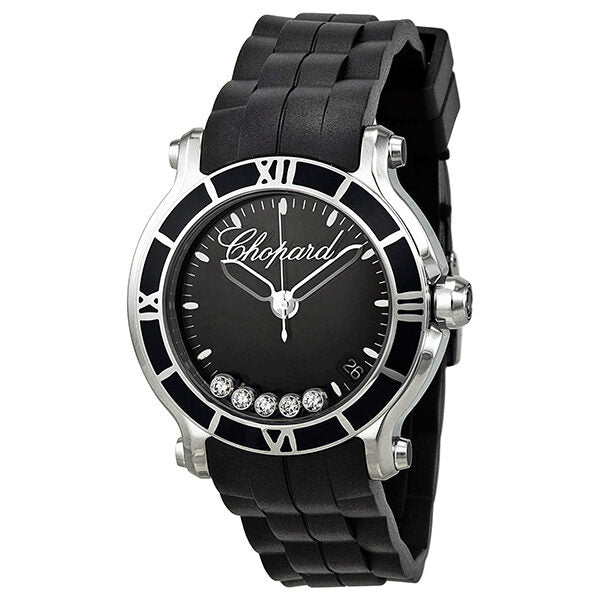 Chopard Happy Sport Floating Diamonds Black Dial Ladies Watch #278551-3002 - Watches of America