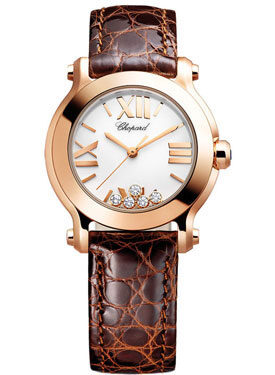 Chopard Happy Sport II Diamond 18 kt Rose Gold Ladies Watch #274189-5010 - Watches of America