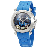 Chopard Happy Sport II Floating Fish Blue Dial Blue Satin Ladies Watch #278475-3049 - Watches of America