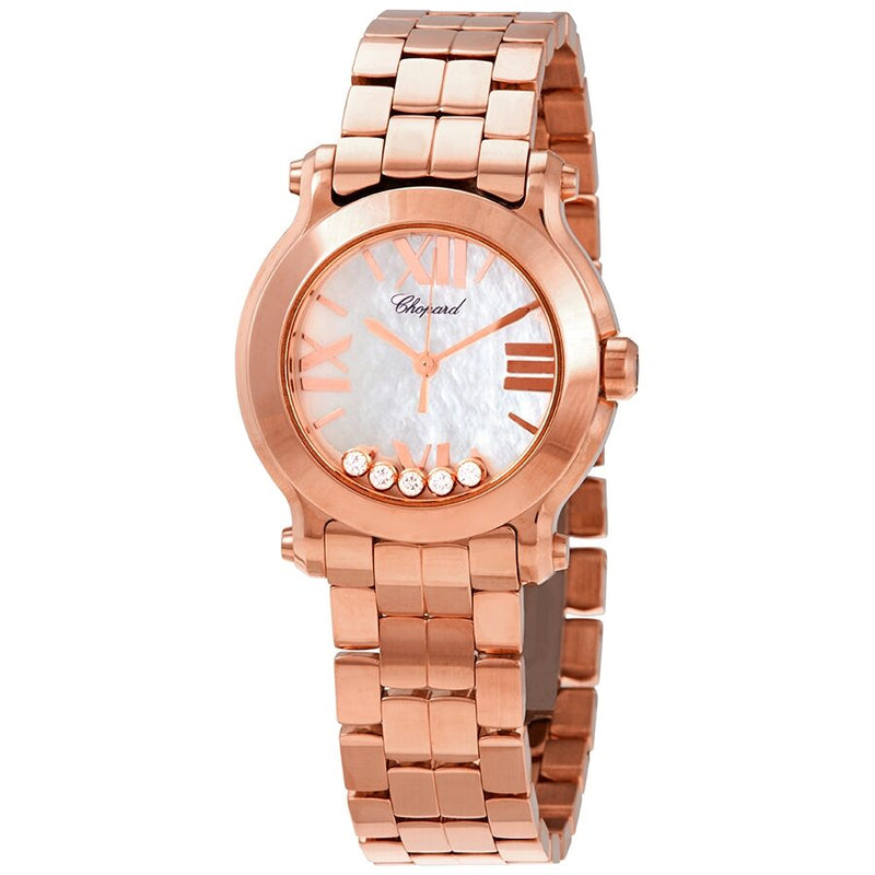 Chopard Happy Sport Mother Of Pearl Dial 18kt Rose Gold Floating Diamond Ladies Watch #274189-5003 - Watches of America