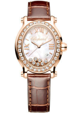 Chopard Happy Sport Oval Mother of Pearl 18k Rose Gold Ladies Watch #275350-5003 - Watches of America
