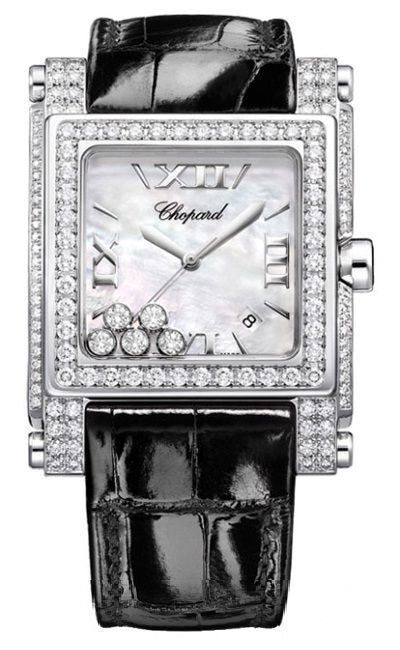 Chopard Happy Sport Square II Mother of Pearl Diamond Ladies Watch #283571-1001 - Watches of America