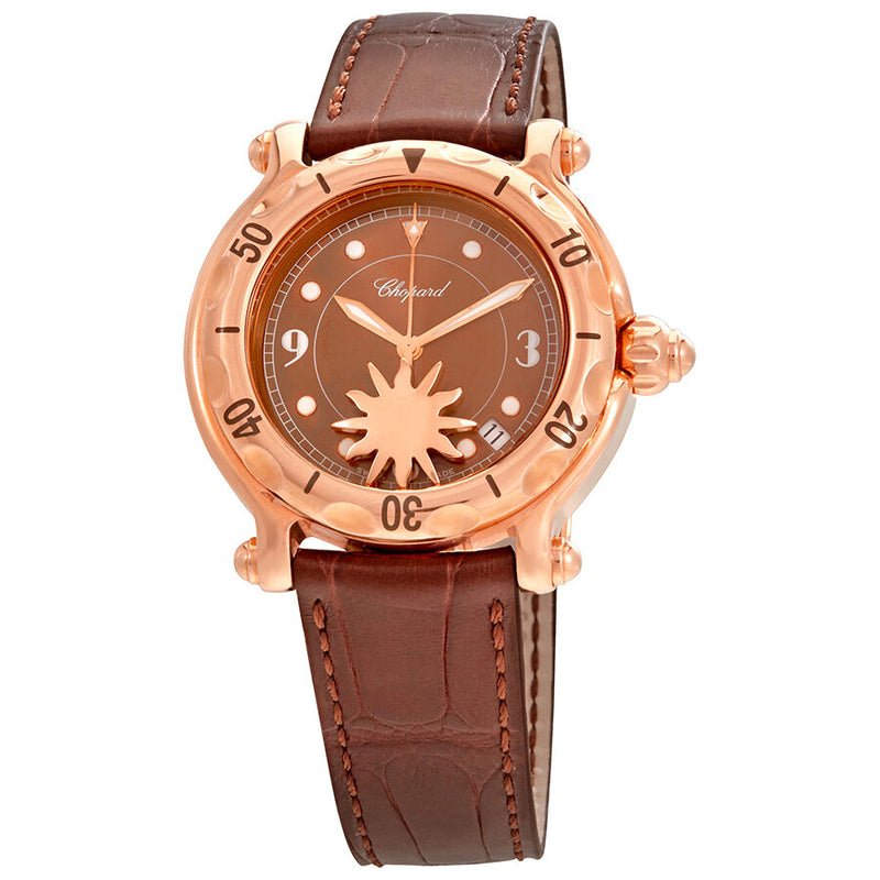 Chopard Happy Sport Sun Brown Dial Ladies Quartz Watch #283578-5001 - Watches of America