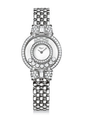 Chopard Happy Sport White Dial 18kt White Gold Ladies Watch #205596-1001 - Watches of America
