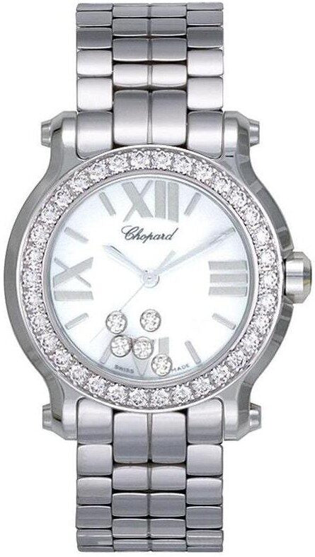 Chopard Happy Sport White Dial Stainless Steel Ladies Watch #278509-3008 - Watches of America