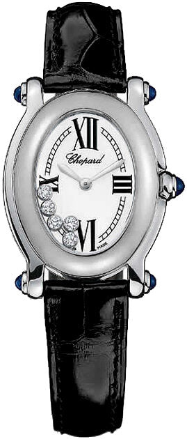 Chopard Happy Sport White Diamond Dial 18kt White Gold Ladies Watch #277465-1005 - Watches of America