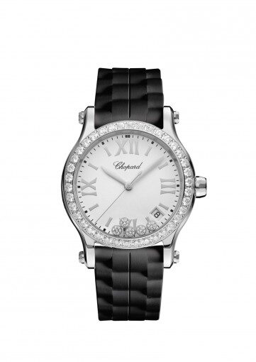 Chopard Happy Sport White Matte Dial Ladies Rubber Watch #278582-3003 - Watches of America