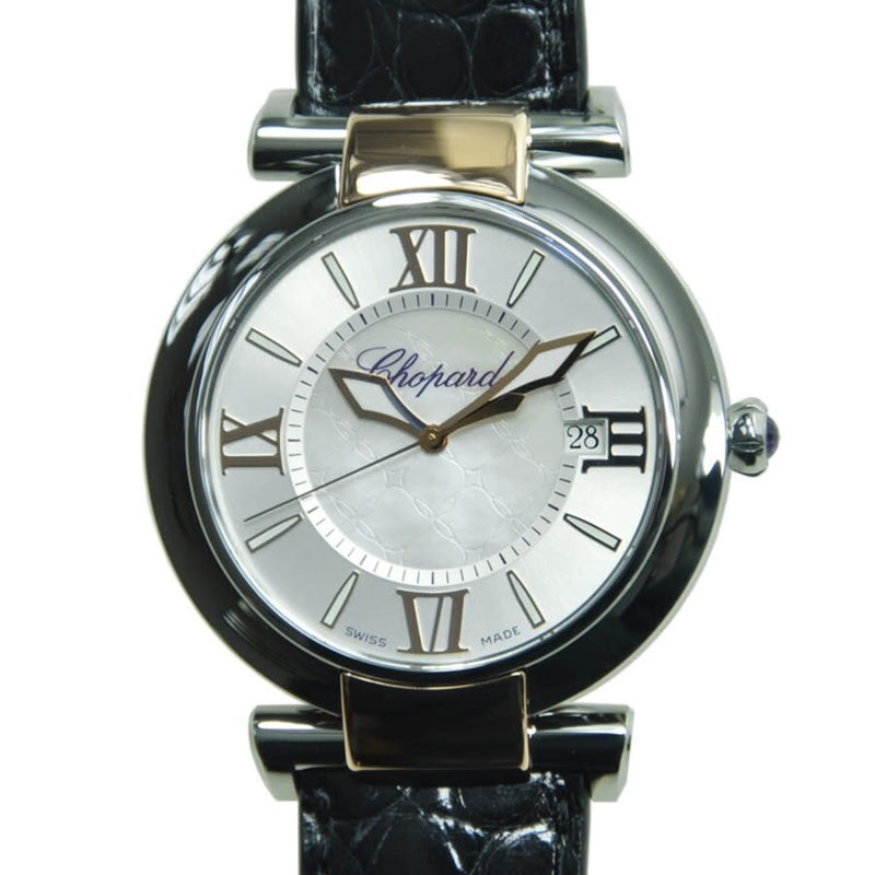 Chopard Imperiale Silver Dial Steel and Rose Gold Case Leather Ladies Watch #388531-6001 - Watches of America #2