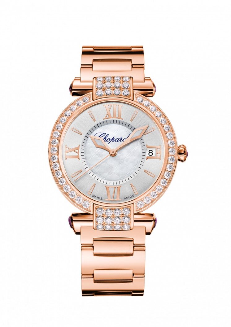Chopard Imperiale Silver Outer Dial with Mother of Pearl Center 18kt Rose Gold Ladies Watch #384822-5004 - Watches of America