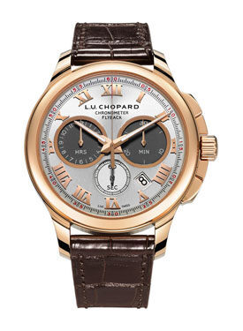 Chopard L.U.C. Chrono One Silver Dial 18 kt Rose Gold Brown Leather Men's Watch #161928-5001 - Watches of America