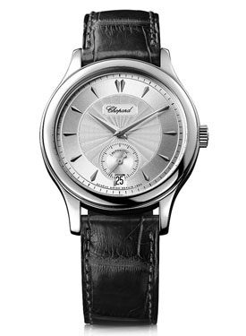 Chopard L.U.C Classic 1860 Silver Dial Black Leather Automatic Men's Watch #161860-1003 - Watches of America