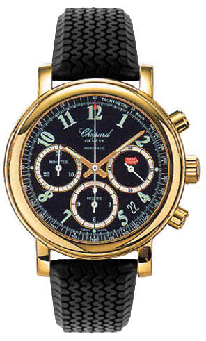 Chopard Mille Miglia 18k Yellow Gold Black Rubber Chronograph Men's Watch #16/1250-99 - Watches of America