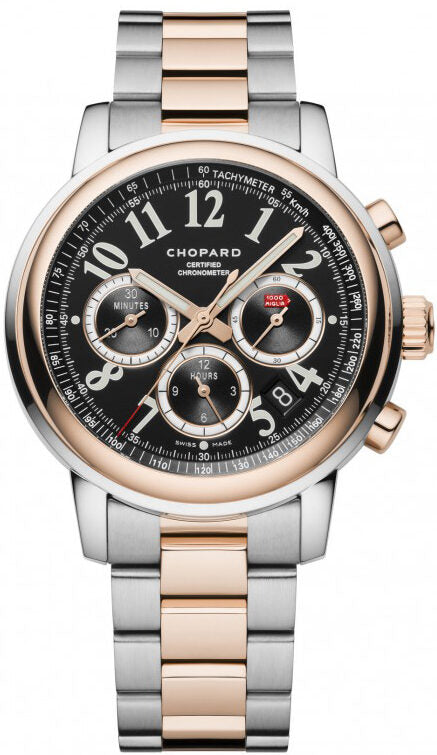 Chopard Mille Miglia Chronograph Black Dial 18 Carat Rose Gold Automatic Men's Watch #158511-6002 - Watches of America