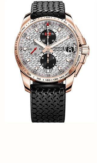 Chopard Mille Miglia GT XL Silver Dial Chronograph Rose Gold Rubber Men's Watch #161268-5007 - Watches of America
