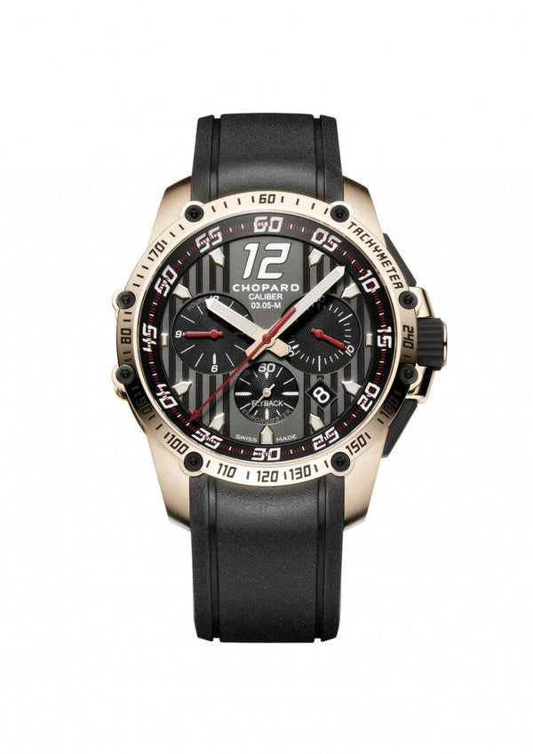 Chopard Superfast Chrono Black Dial 18kt Rose Gold Black Rubber Men's Watch #161284-5001 - Watches of America