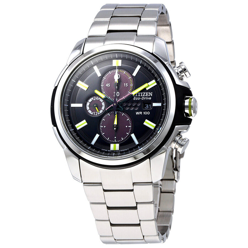 Citizen AR Eco-Drive Black Dial Stainless Steel Men's Watch #CA0428-56E - Watches of America