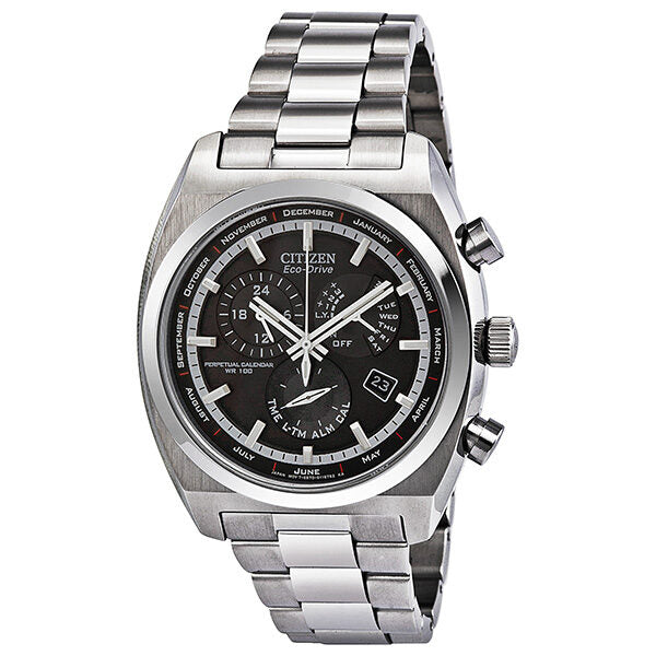 Citizen Calibre 8700 Eco-Drive GMT Black Dial Stainless Steel Men's Watch #BL8120-52E - Watches of America