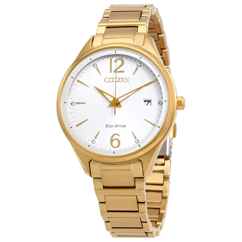 Citizen Chandler Crystal Eco-Drive Silver Dial Ladies Watch #FE6102-53A - Watches of America