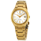 Citizen Chandler Silver Dial Yellow Gold-tone Ladies Watch #FE6022-85A - Watches of America