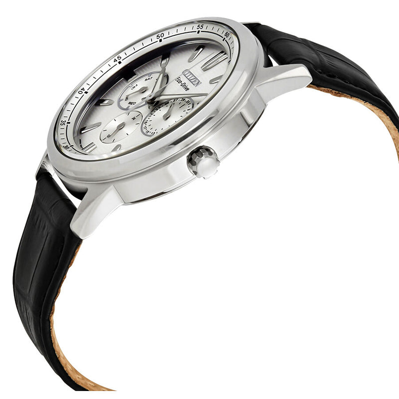 Citizen Corso Silver Dial Black Leather Men s Watch BU2070 04A