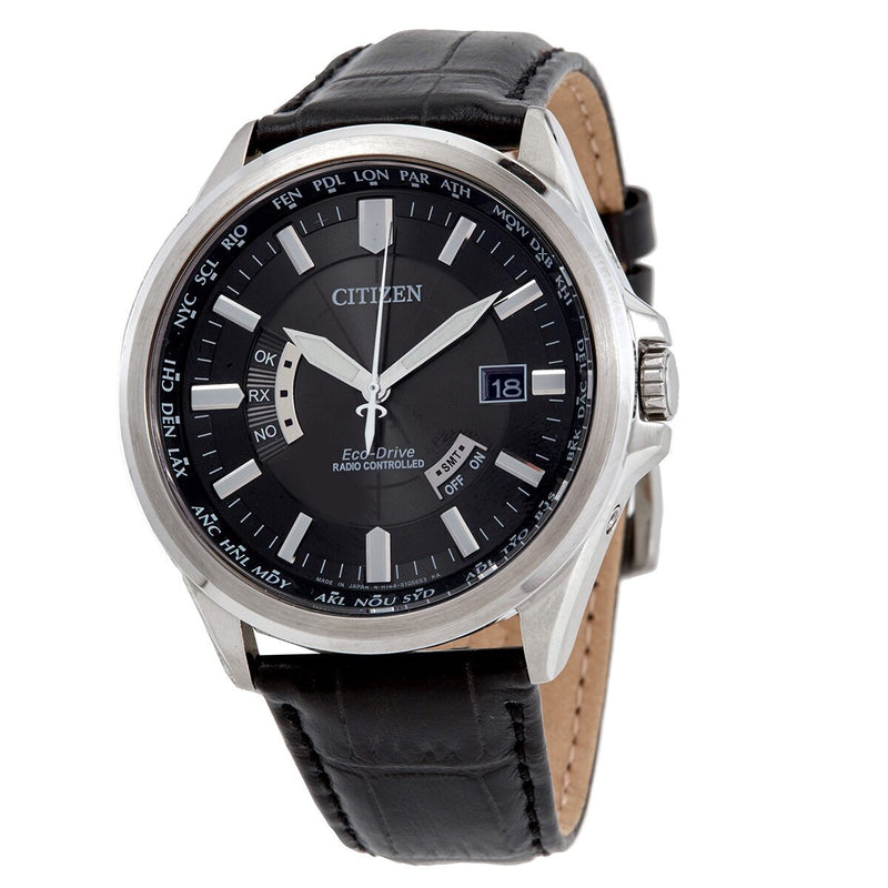 Citizen Eco-Drive Black Dial Black Leather Men's Watch #CB0011-00E - Watches of America