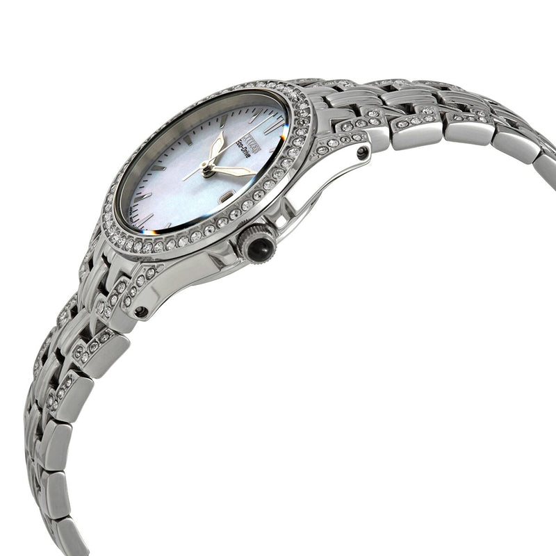 Citizen Eco-Drive Crystal White Mother of Pearl Dial Ladies Watch #EW1220-55D - Watches of America #2