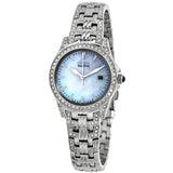 Citizen Eco-Drive Crystal White Mother of Pearl Dial Ladies Watch #EW1220-55D - Watches of America