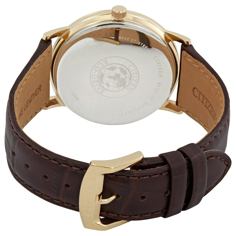 Citizen Eco-Drive Ivory Dial Brown Leather Men's Watch #BM7193-07B - Watches of America #3